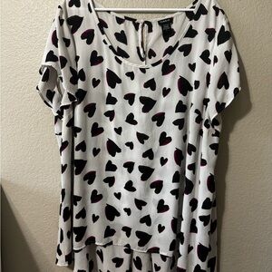 Torrid Black and White Heart Print Blouse